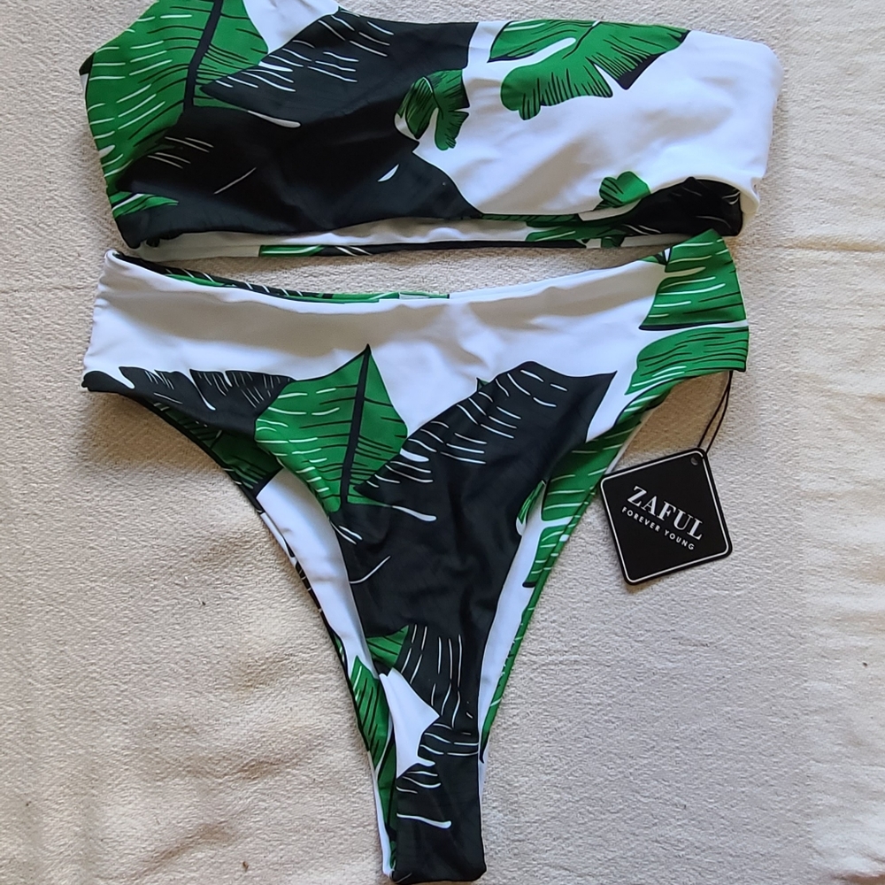 High Waisted Bikini tropical